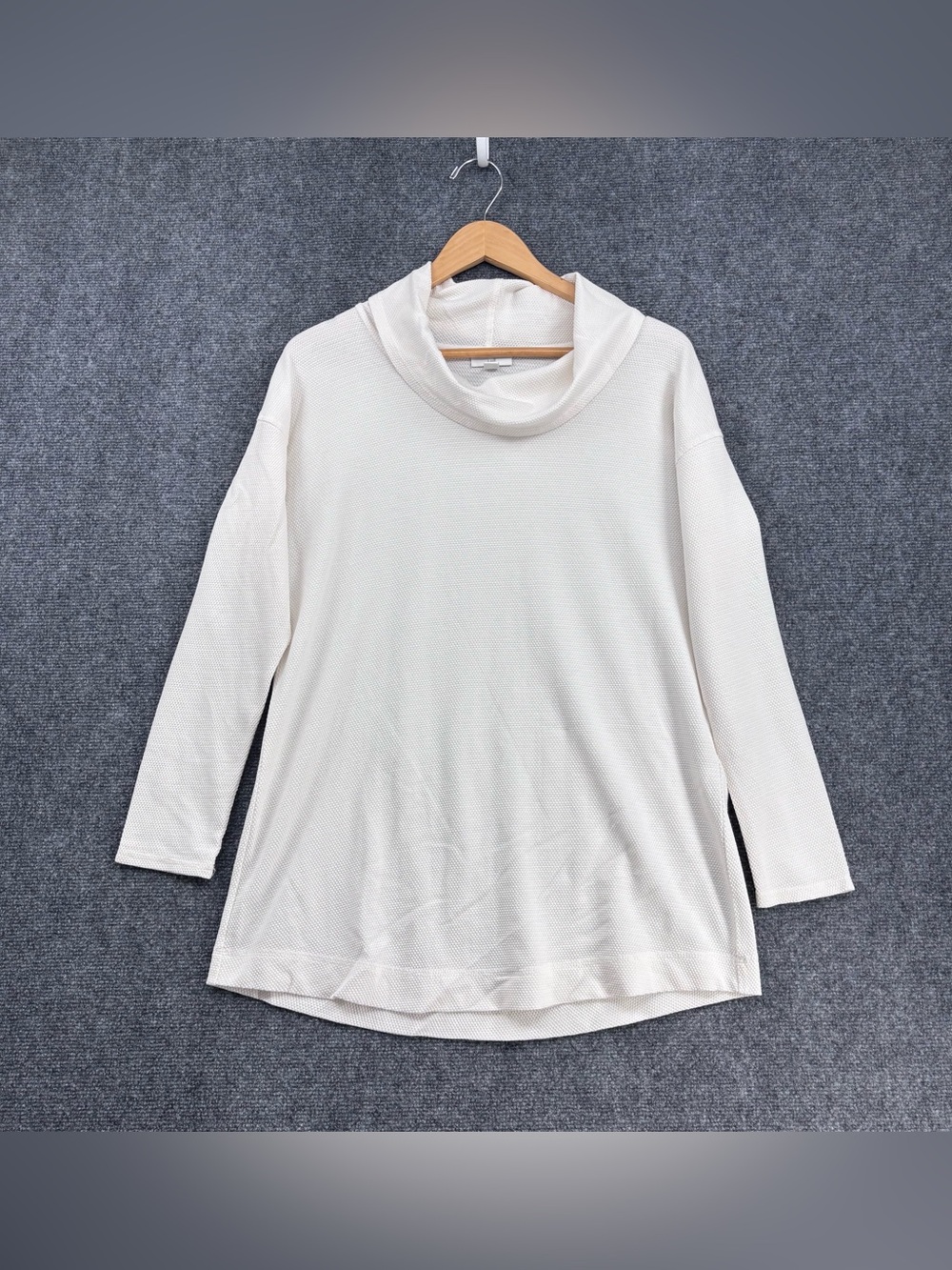 J Jill White Coastal Grandma Waffle Knit Cowl Neck Top Women’s M
